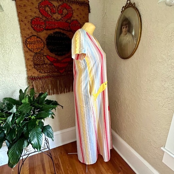 Vintage 1960s Alice of California Striped Kaftan Dress. Maxi Dress Caftan Dress, - Picture 9 of 16